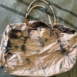 PINK Victoria's Secret Pink and Black Tote Bag with Curved Handles